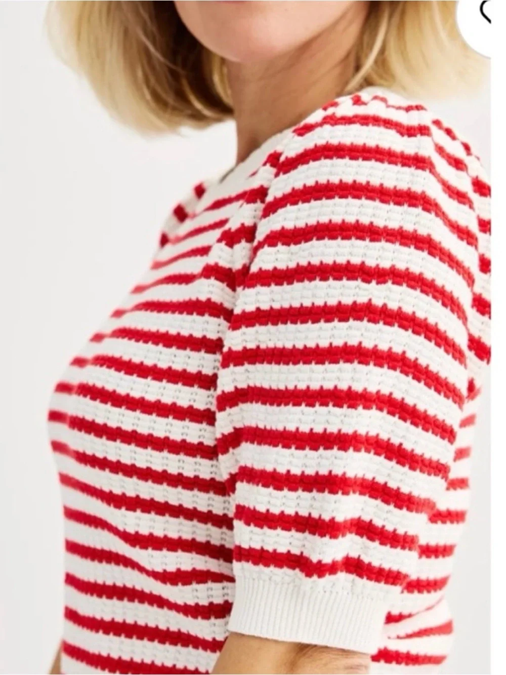 🆕 Draper James Puffed Short Sleeve Striped Sweater